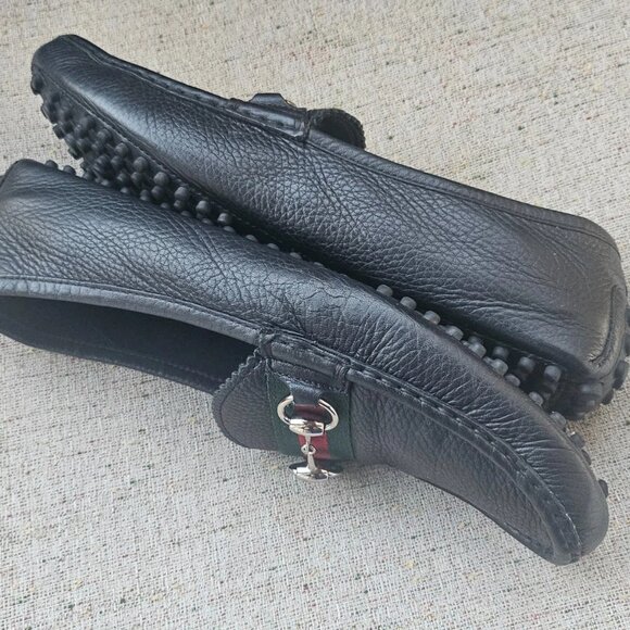 Gucci Men Shoes Slip On Loafer Black Leather Upper Made in Italy Size 40.5 Auth - Picture 9 of 15